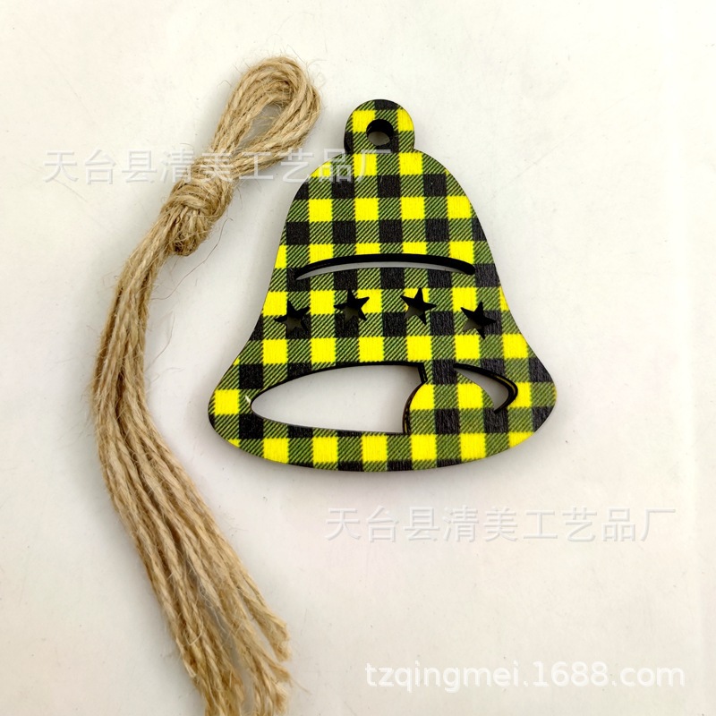 33 cuadros amarillos y negros serie navideña piezas de madera colgante de decoración navideña se pueden combinar libremente 10 piezas en un paquete