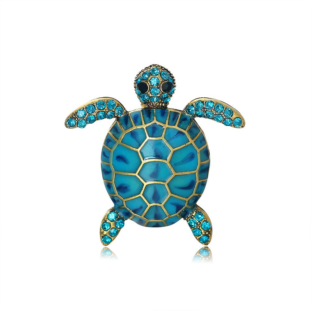 Moda creativa tortuga animal broche personalidad exagerada diamante gota aceite insignia vintage pin Ropa Accesorios al por mayor