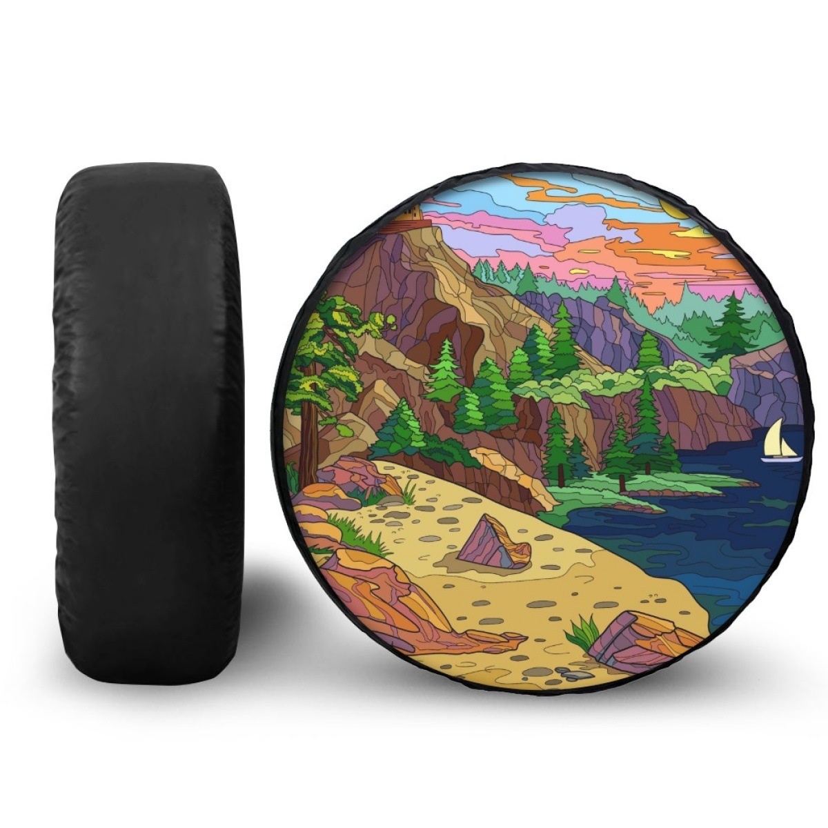 Independent Station Spare Tire Cover Compass Printing Can Be Customized with Pictures, Car Tire Protective Cover, Dropshipping, Factory Direct Sales