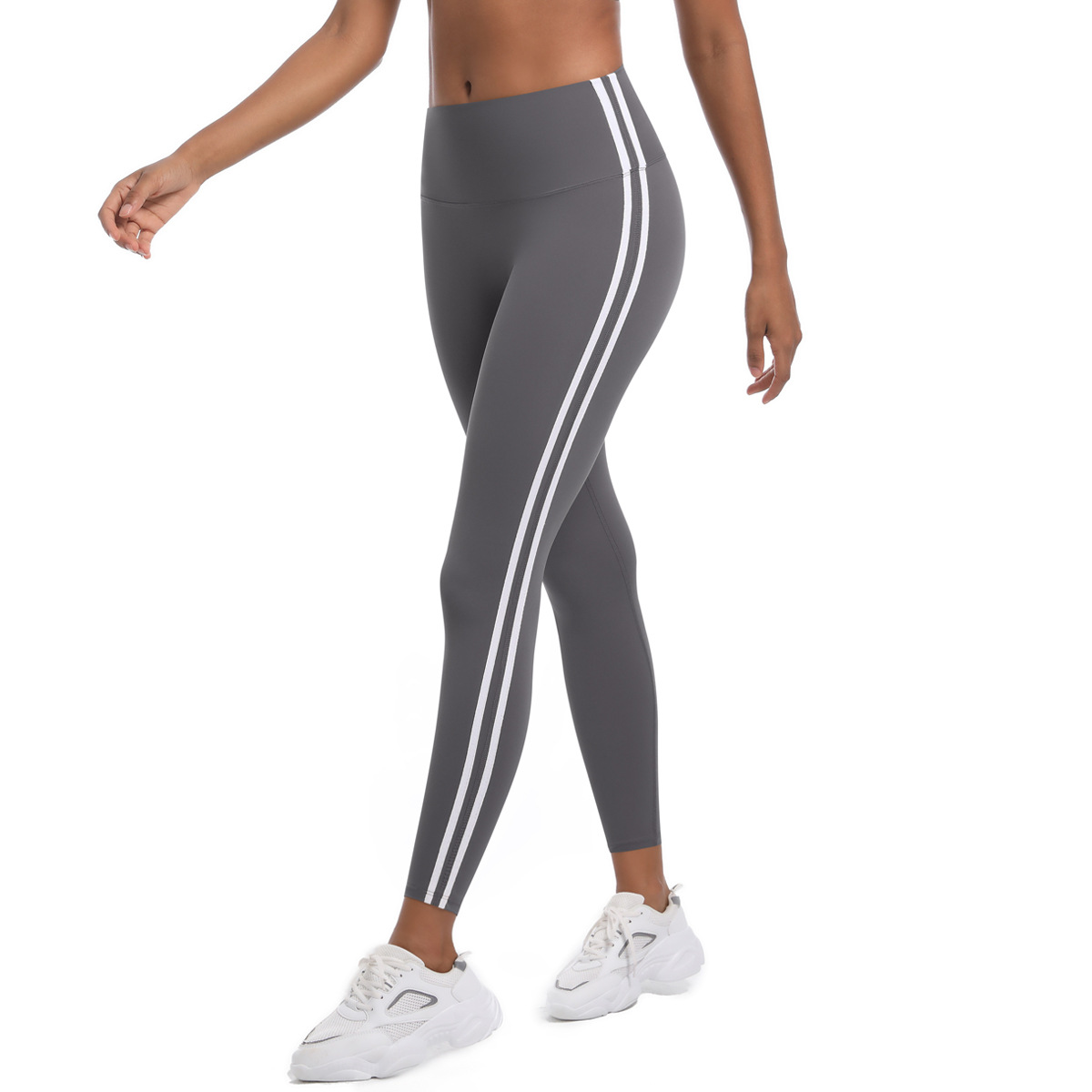 Fitness Sport Style Stripe Nylon Collarless Side Stripe Active Bottoms Leggings display picture 32