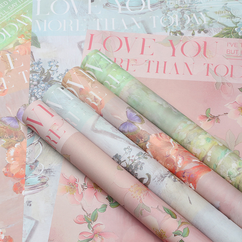 Hua Xiyu su serie de pintura al óleo de papel de envoltura de flores impresión retro diy regalo ramo de flores papel de envoltura de flores