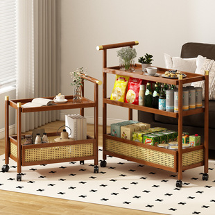 Mobile Trolley Side Table Bedside Table Storage Rack Medium Vintage Living Room Sofa Side Cabinet Coffee Table Snack Dining Car