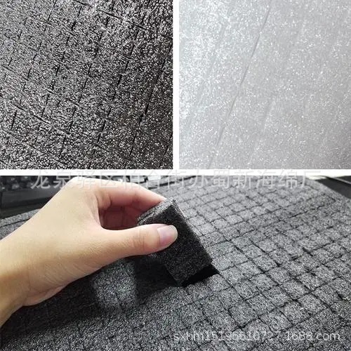 厂家供应高密度海绵成型异型缓冲包装海绵/黑色小方格手撕海绵