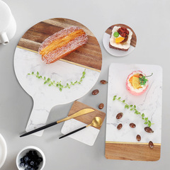 歐式大理石紋拼接日韓料理壽司盤長方形西餐廳甜點牛排食物托盤墊