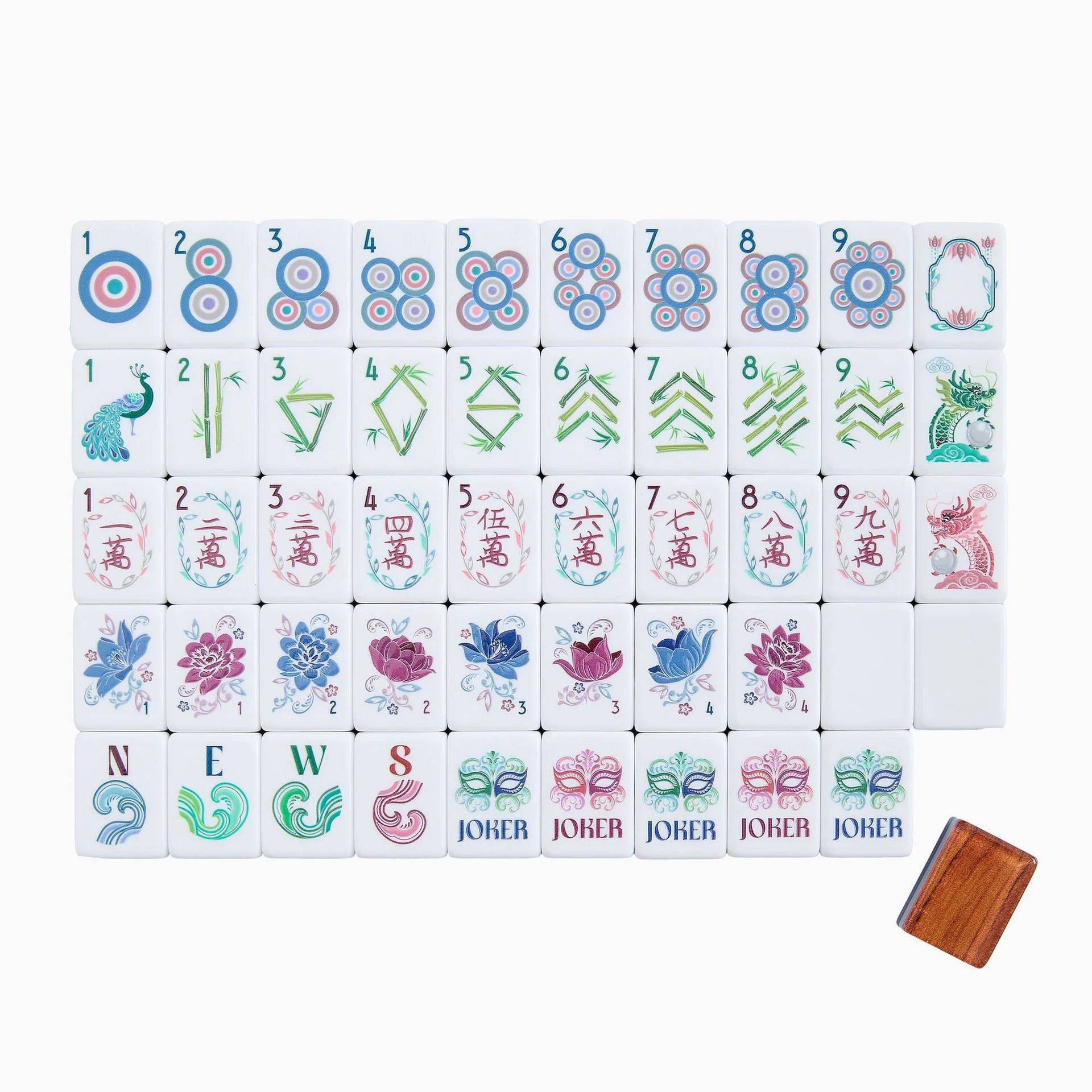 Amazon wood grain four-layer printed mahjong acrylic mahjong portable mini American mahjong 166 mahjong tiles