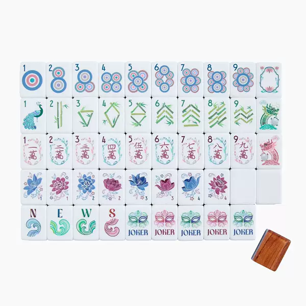 Amazon wood grain four-layer printed mahjong acrylic mahjong portable mini American mahjong 166 mahjong tiles