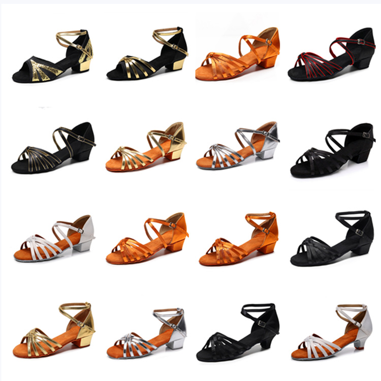 Latin Dance Shoes Girls Children's White Professional Girls Soft Bottom Summer Children's New Dance Beginner Dance Shoes