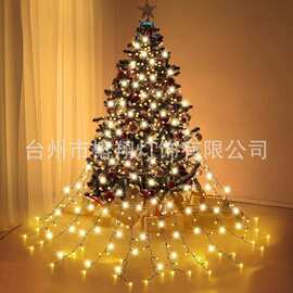 跨境批发LED新品带环圣诞树彩灯庭院房间挂树免缠绕摆件装饰灯串