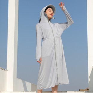 Summer ice silk sun protection clothing women's long over-the-knee sun protection clothing coat outdoor riding UV protection sun protection blouse
