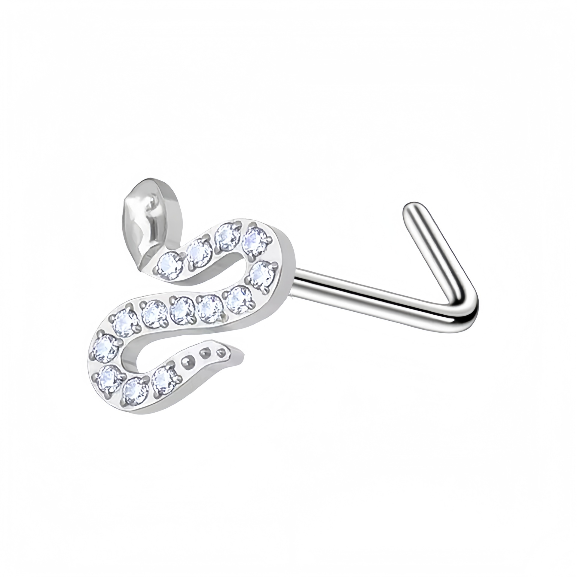 Nesepiercing i rustfritt stål med zirkon flere stiler_voghion.com