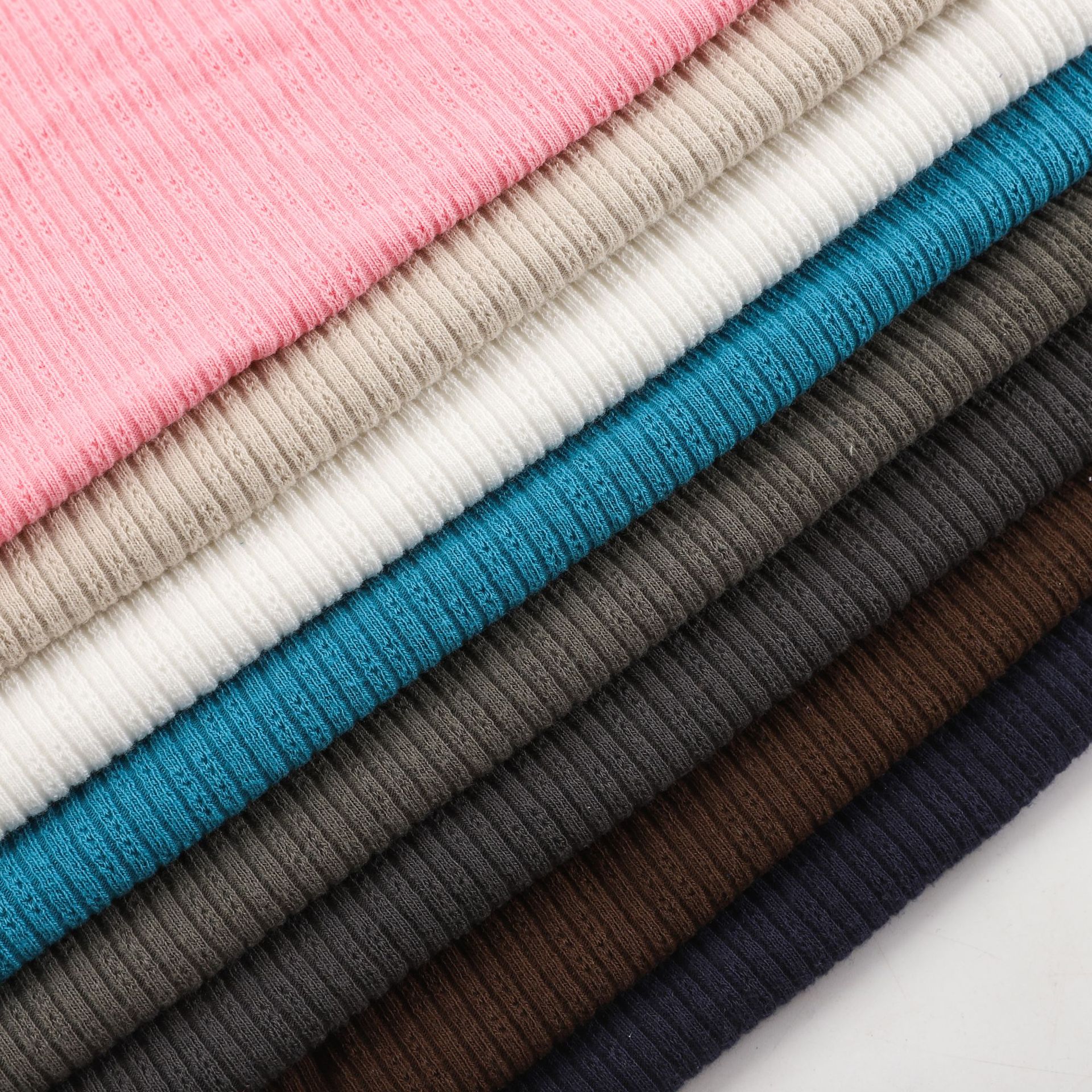 全棉移圈罗纹提花针织布 夏季薄款睡衣内衣婴童t恤连体衣镂空面料