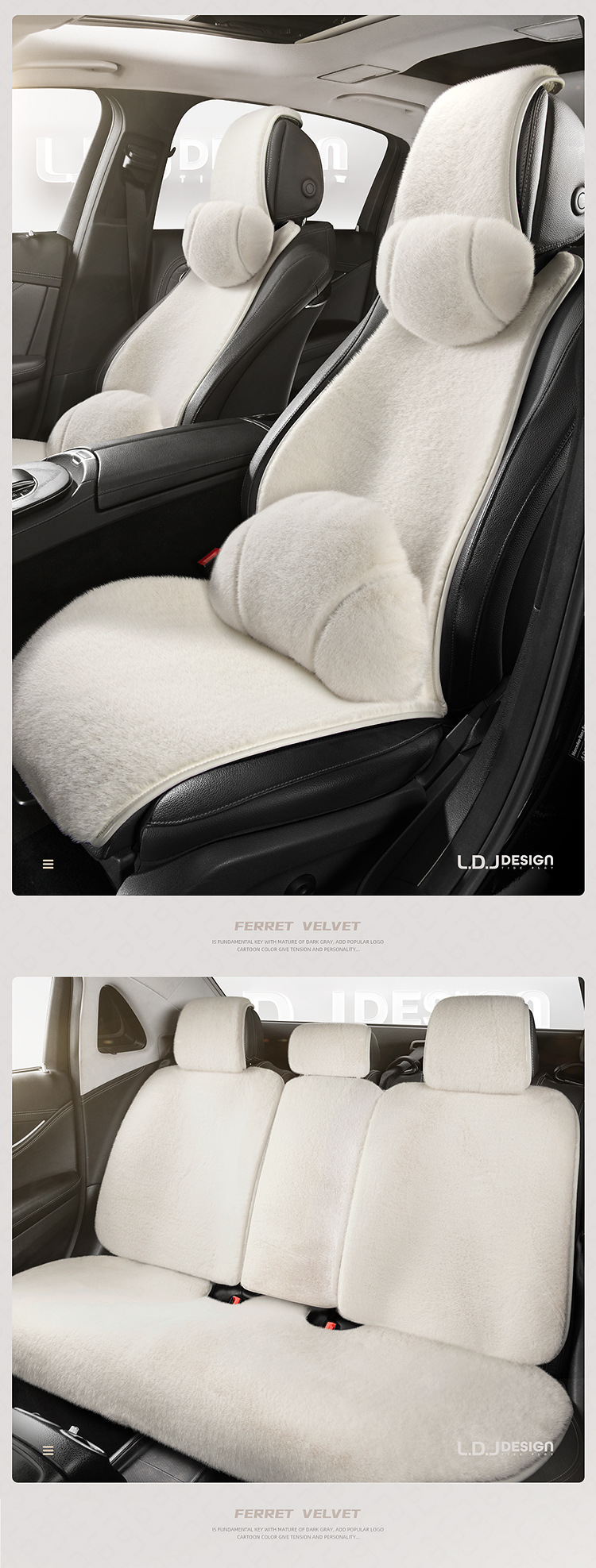 High-End Ferret Velvet Car Seat Cushion Head Pillow Small Three-Piece Autumn and Winter Warm Short Plush Women's Car Seat Cushion