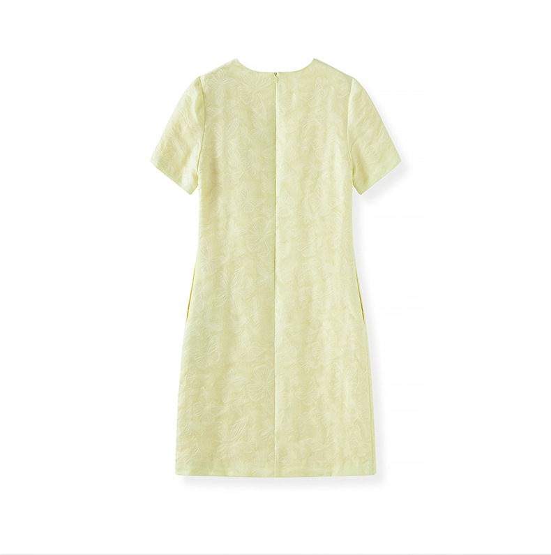 Váy maxi nữ thắt eo họa tiết bướm dập nổi jacquard — Màu hồng chi tiết 16