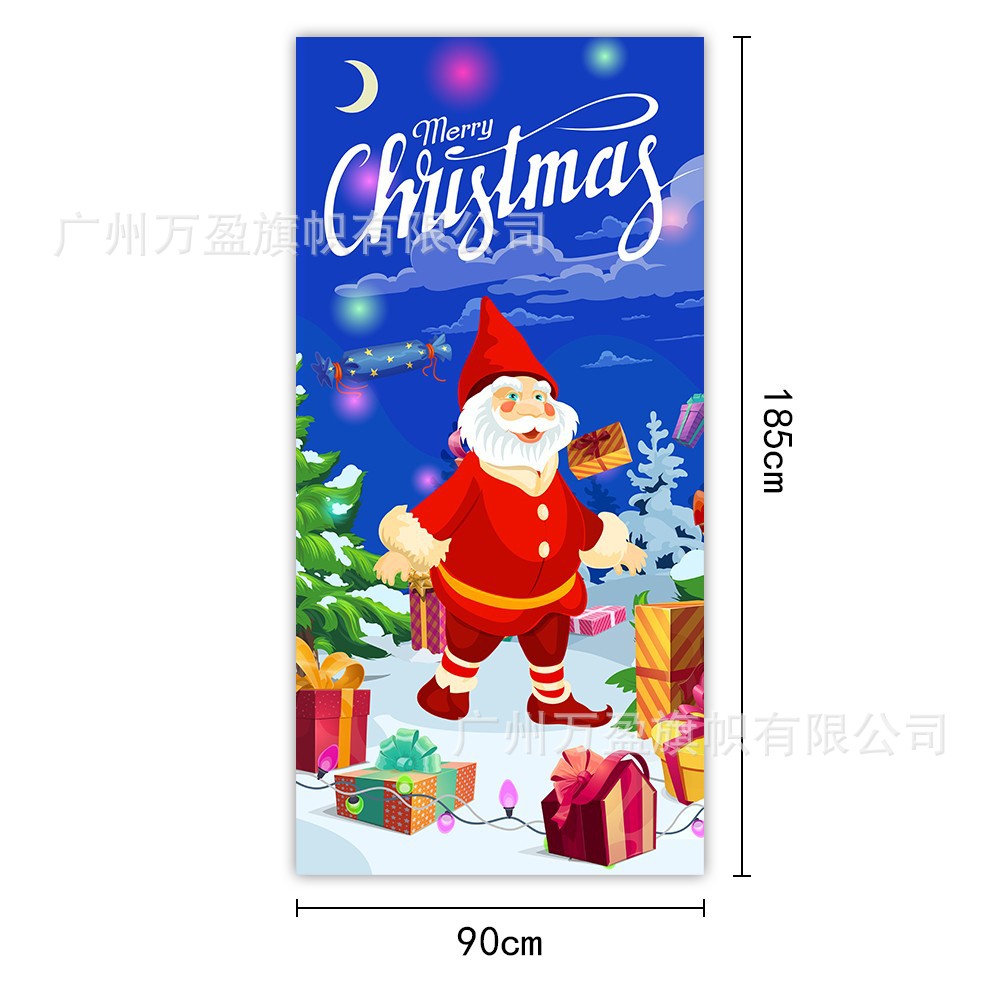 2025 nuevos productos de navidad cortina de bandera Santa Claus para ver la hoja de regalo decoración de tela colgante Bandera de bienvenida de Navidad