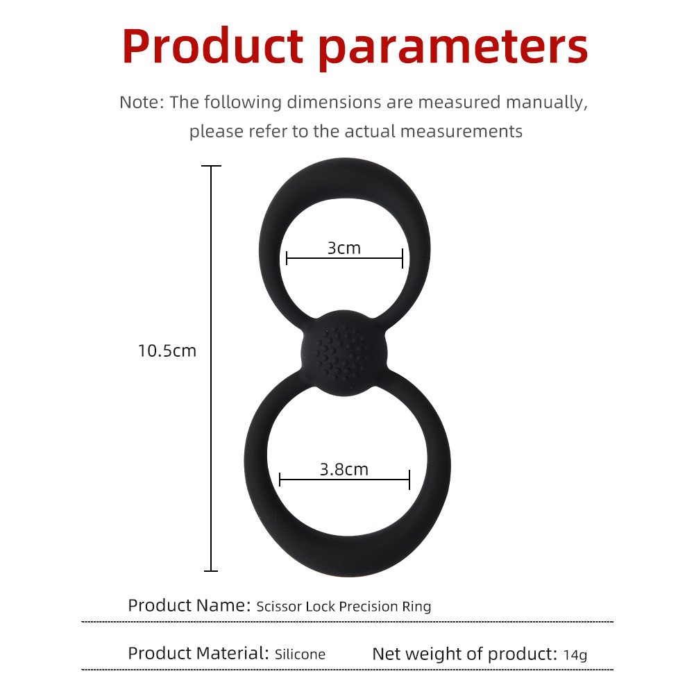 Silicone Figure-8 Penis Sleeve and Egg Ring, Delay Ejaculation Device, Red — detail image 1