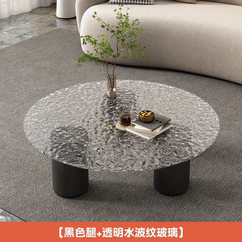 Residencia moderna y simple sala de estar doméstica lujosa ligera redonda de vidrio de roca italiana pequeña casa mesa de té de varios grupos