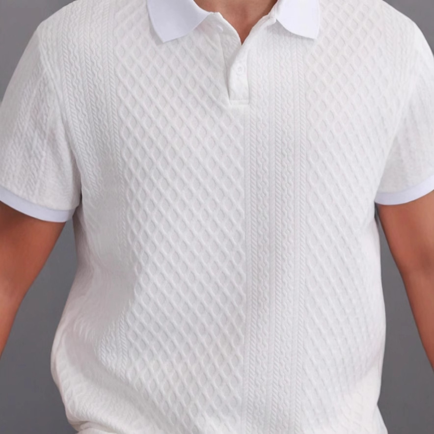 Polo de verano 2026 para hombre, estilo casual de negocios europeo y americano, camiseta jacquard de manga corta, top para Amazon y Temu