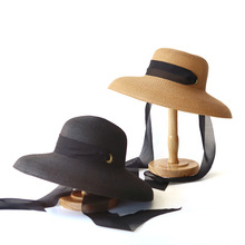 赫本风大檐草帽女夏季法式可折叠防晒遮脸度假海滩旅游太阳帽批发