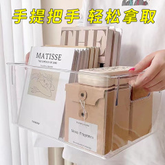 Transparent book storage box large toy desk organizer large and thick student high school book storage box