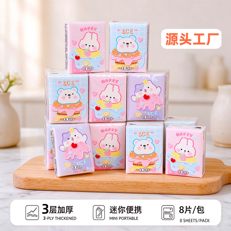 Cartoon Bear Pattern Portable Pocket Tissue Handkerchief Paper Pack for Students Cartoon Bear Pattern Portable Pocket Tissue Handkerchief Paper Pack for Students