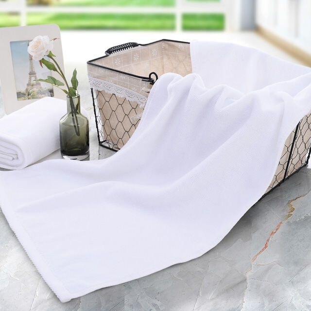Hotel Towels, White, Absorbent, Thick, Pure Cotton, Lint-Free, Beauty Salon Bed Towels, Large Bath Towels, Wholesale, Cross-Border Factory