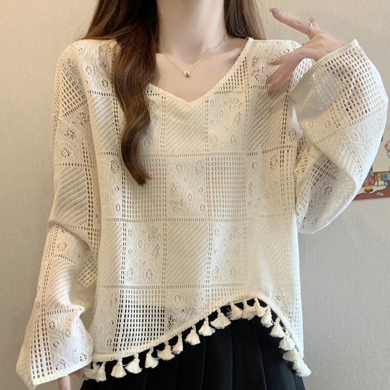 2025 Early Autumn New Plus Size Women's Clothing Fat mm Cut Out Long-Sleeved Knitted Blouse Top Vest Suspender Early Autumn Suit