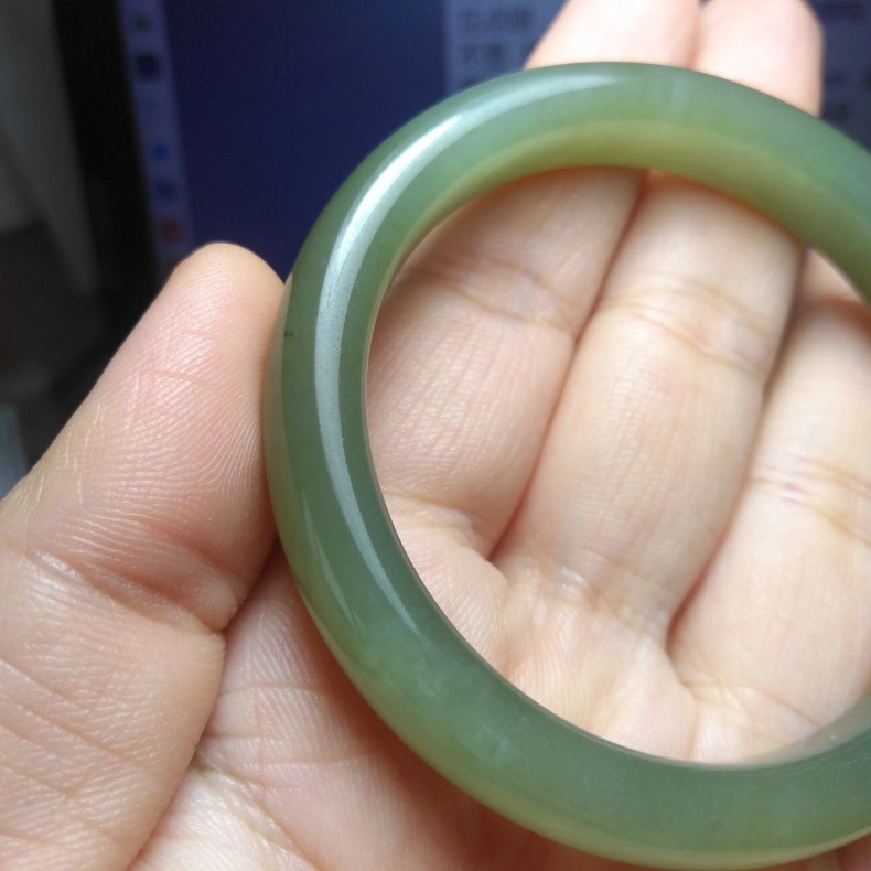 Vòng tay ngọc Hetian chất liệu Thanh Hải ngọc xanh trắng, phong cách cổ điển chi tiết 13