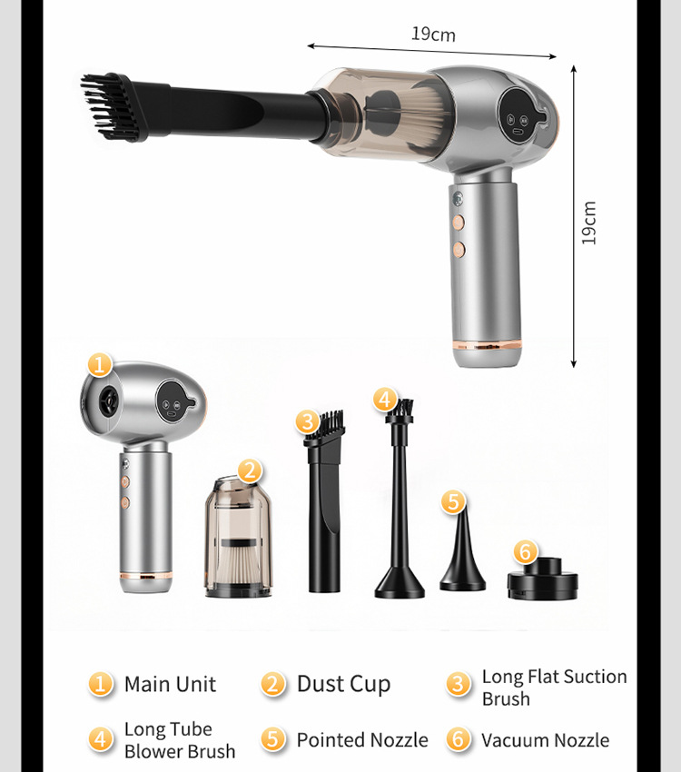 Car-mounted vacuum cleaner for cross-border use, long-lasting battery life, convenient cleaning and dust removal device, rechargeable handheld vacuum cleaner for home and car use