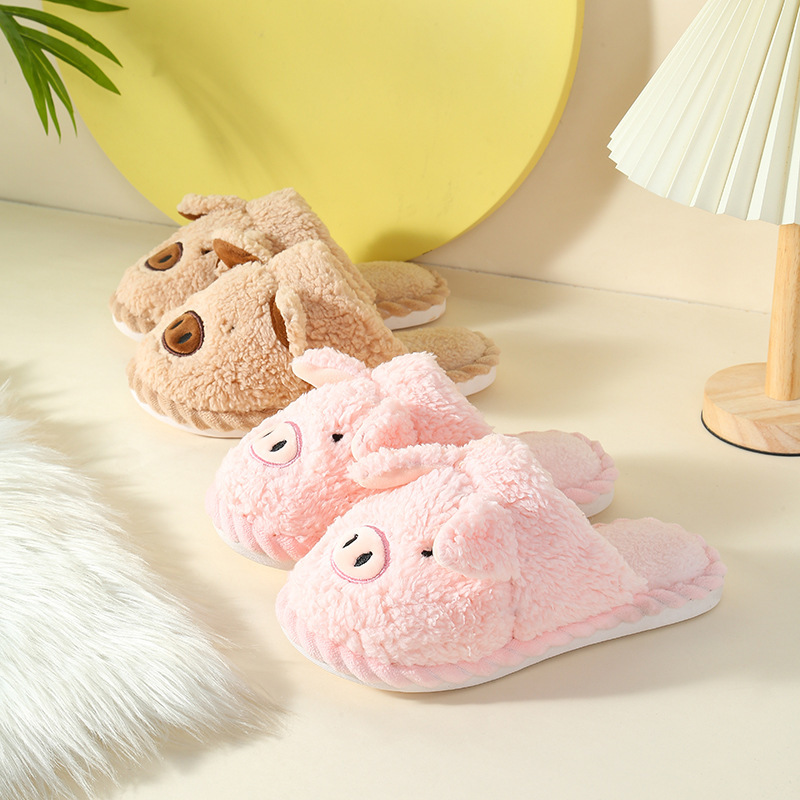 Autumn and Winter New Baotou Plush Cotton Slippers Indoor Home Warm Non-Slip Thick Sole Soft and Comfortable Couple Style Cotton Slippers