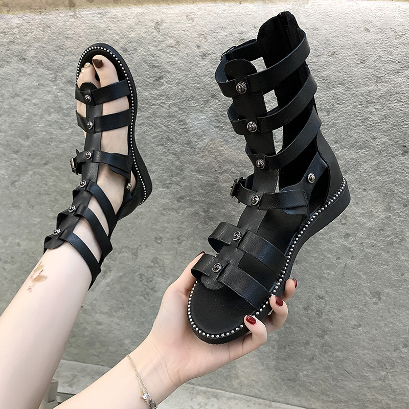 Women's Streetwear Solid Color Round Toe Strappy Sandals display picture 9