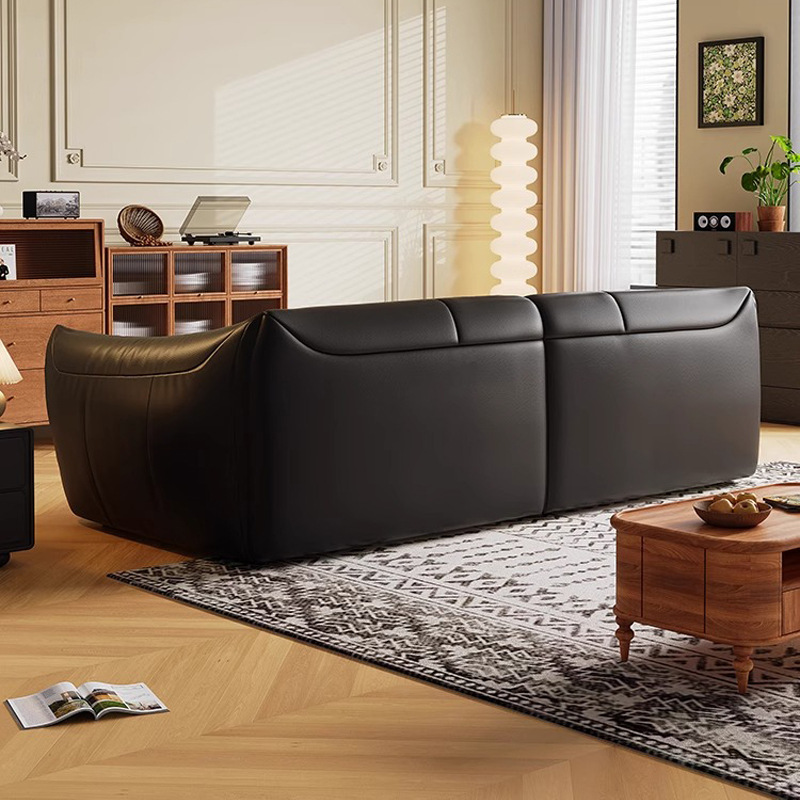 2025 nuevo sofá Nuomi Zi sofá estilo italiano minimalista sofá de cuero de vaca de primera capa sala de estar pequeño apartamento sofá recto