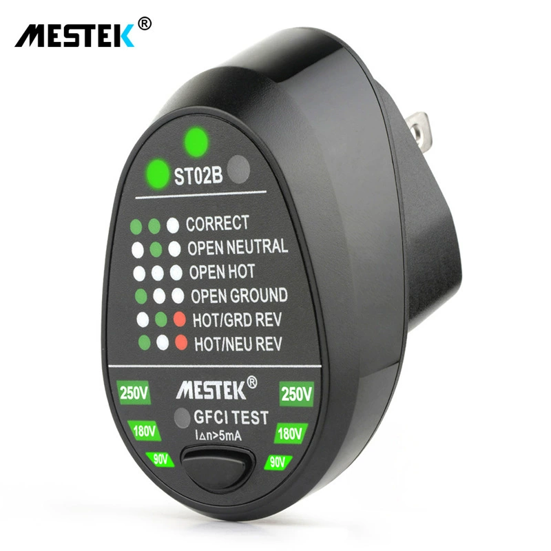 Розетка, измеритель мощности, полярность, обнаружение фазы, обнаружение переключателя утечки, экспорт, американский стандарт ST02B