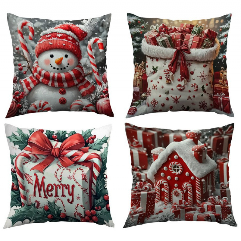 Navidad encontrada explosión abrazo funda de almohada festivales conejo alce decoración sofá atmósfera sensación de lino funda de cojín al por mayor image 25