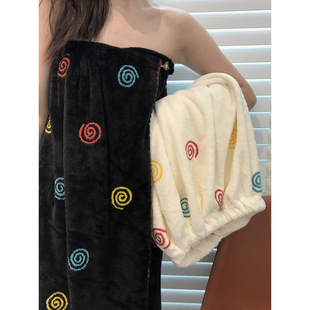 New Style Simple Embroidered Circle Bath Towel Women's Wearing and Wrapping Elastic Tube-length Bathrobe Bath Skirt Water Absorbent Quick-drying Bath