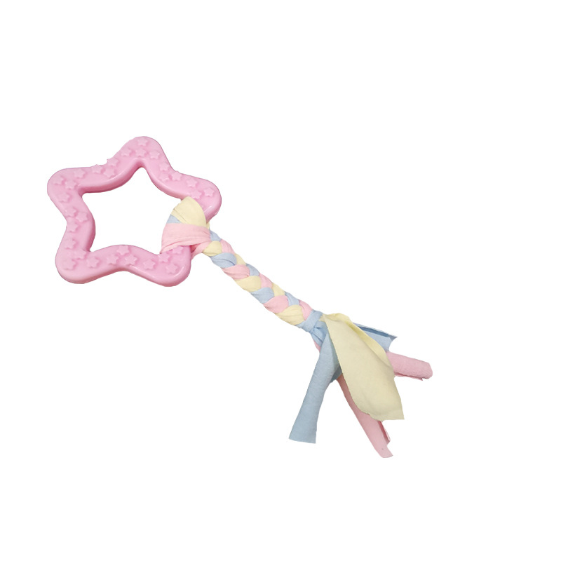 Suministro directo de fábrica mascota gato perro mordedura-resistente paño molar juguete TPR limpieza dental nudo tejido juguete de goma suave