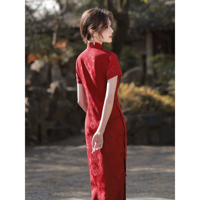 Алленовый костюм Cheongsam красный улучшенный 2023 новый древний китайский стиль ретро помолвка