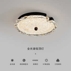 全光谱护眼卧室吸顶灯圆形中古主卧现代简约客厅主灯led灯具