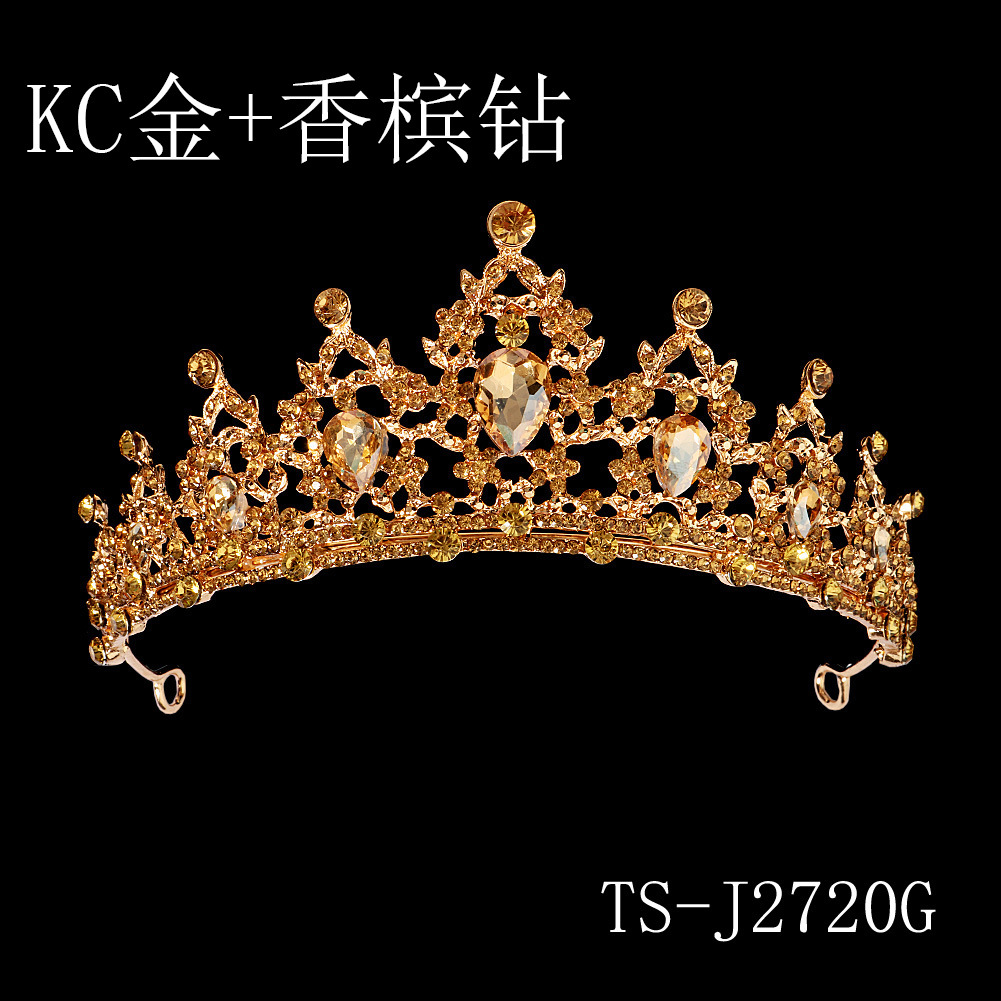 Europa y América nupcial joyería rhinestone aleación corona boda cena vestido de boda tocado luz lujo retro color diamante corona