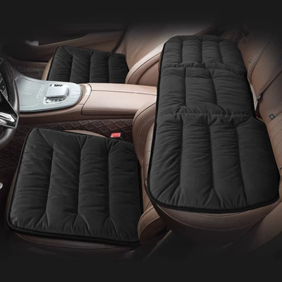 single car cushion, Seat cushion, seat cover - thickened-down-three-piece-set-black