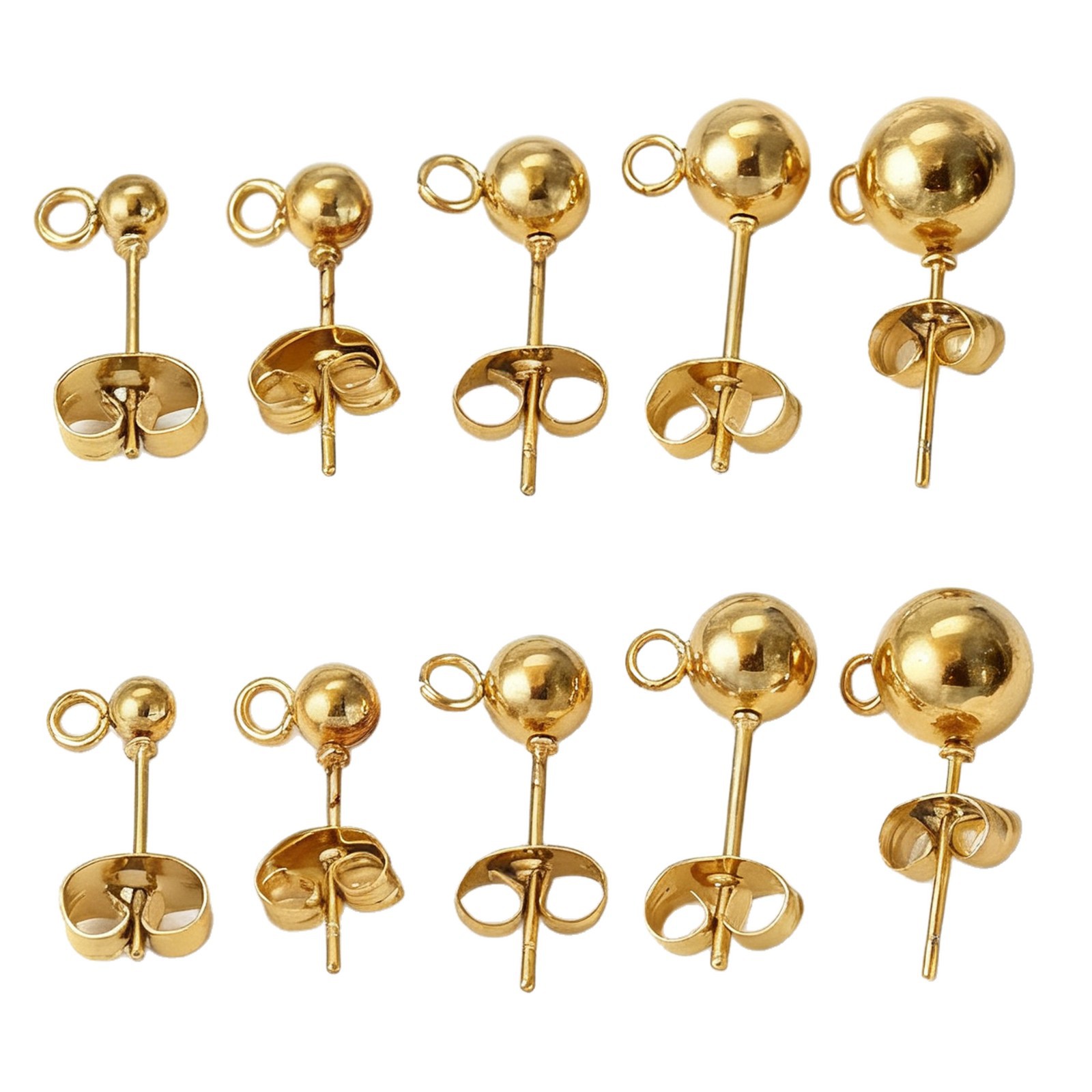 Aguja de soldadura de cuentas de acero inoxidable con pendientes de oído colgantes pequeños espárragos DIY oído 18K oro hecho a mano joyería accesorios anti-alergia