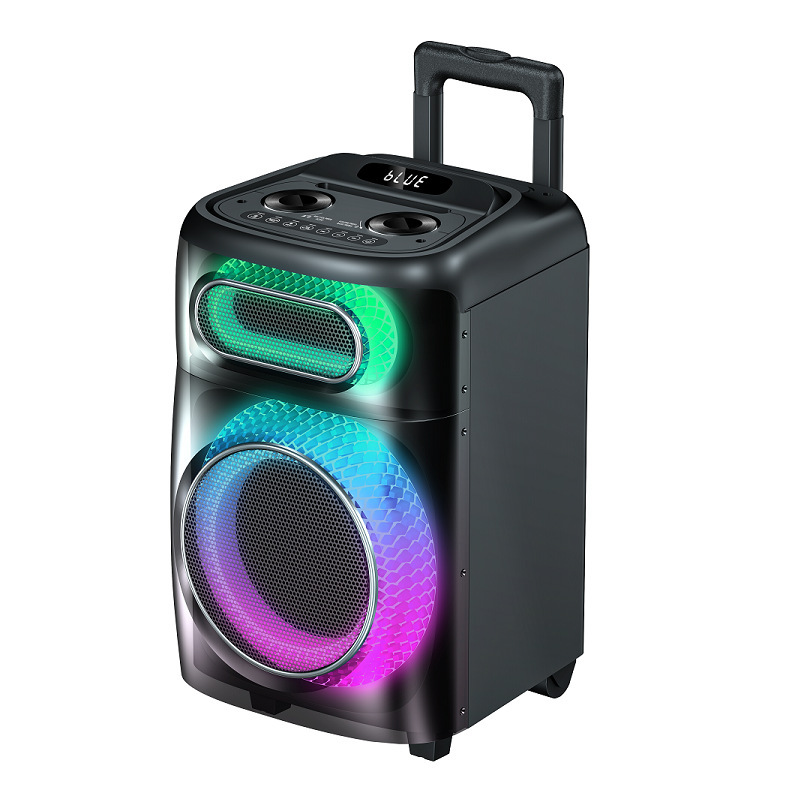 New Portable Outdoor Trolley Bluetooth Audio Party Party High Volume Subwoofer with Dual Microphones