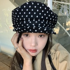 波点旧梦~陈奶奶/韩系毛呢贝雷帽子文艺复古显脸小大头围百搭女款