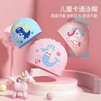 Детская шапочка для плавания с героями мультфильмов, водонепроницаемая, не растягивающаяся, силиконовая шапочка для плавания для мальчиков, солнцезащитная шапка для маленьких девочек