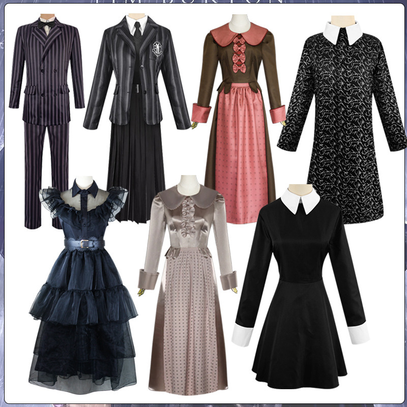 Addams Family Coswednesday American Drama Heroine's Same Prom Dress Cosplay Clothing Addams Family Coswednesday American Drama Heroine's Same Prom Dress Cosplay Clothing