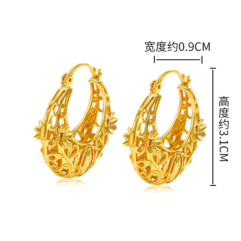 Xuping joyería temperamento europeo y americano pendientes transfronterizos irregulares pendientes oval huecos nicho de diseño sensación de bucles de oído
