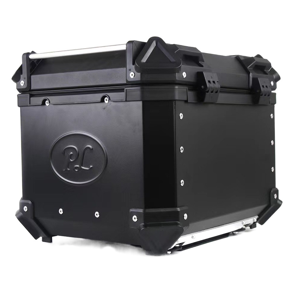 45L gran capacidad de liberación rápida aleación Aluminio tronco PL tipo en relieve casco completo caja almacenamiento plata/negro