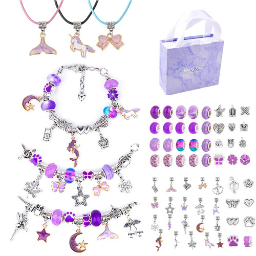 Cross-border best-selling children's bead necklace set DIY girl toy colorful crystal intelligence set