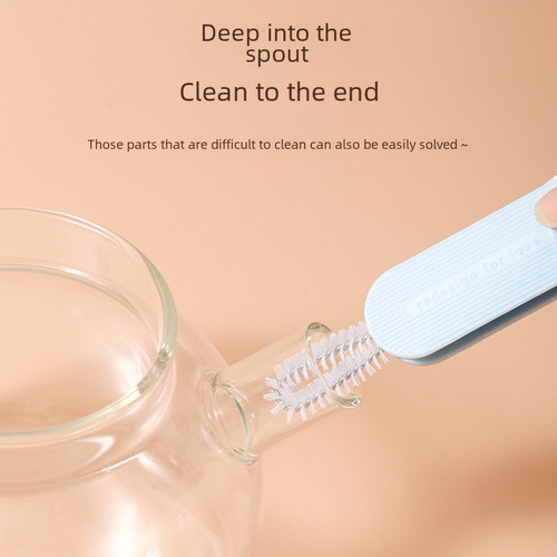 Three-in-one cup lid cleaning brush, Japanese-style silicone ring groove bottle brush, cleaning brush that can clean thermos lid gaps