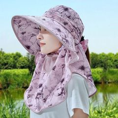 女性用の大きなつばの日よけ帽子、夏の屋外日焼け止め、顔を覆う日よけ帽子、ファッショナブルで通気性のある薄いお茶摘み帽子、サイクリング帽子