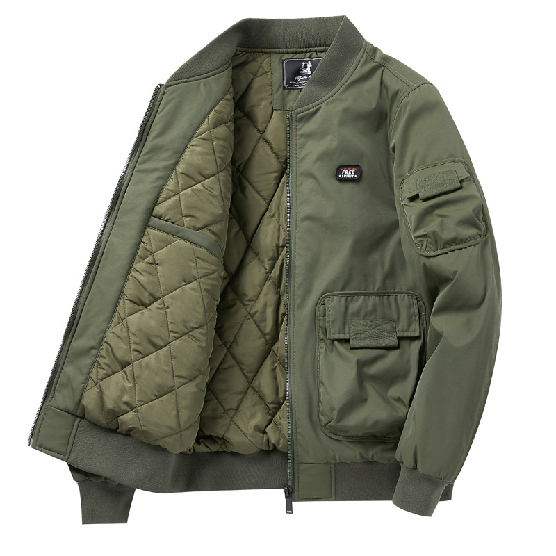 Men's Down Jacket Reversible Fleece Lined Stand Collar Winter_voghion.com